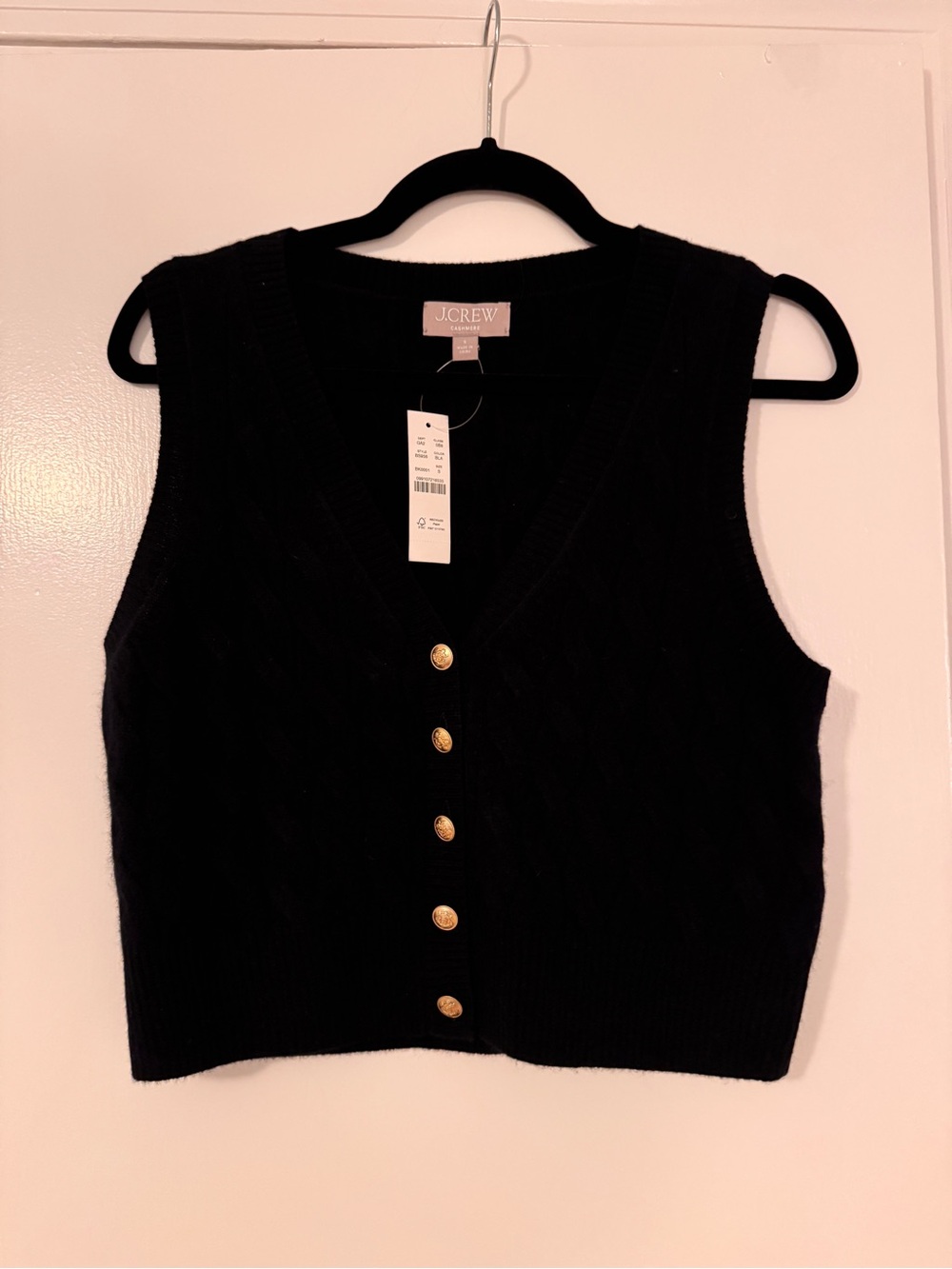 J. Crew Emilie Cashmere Cable-Knit Button-Front Sweater Vest